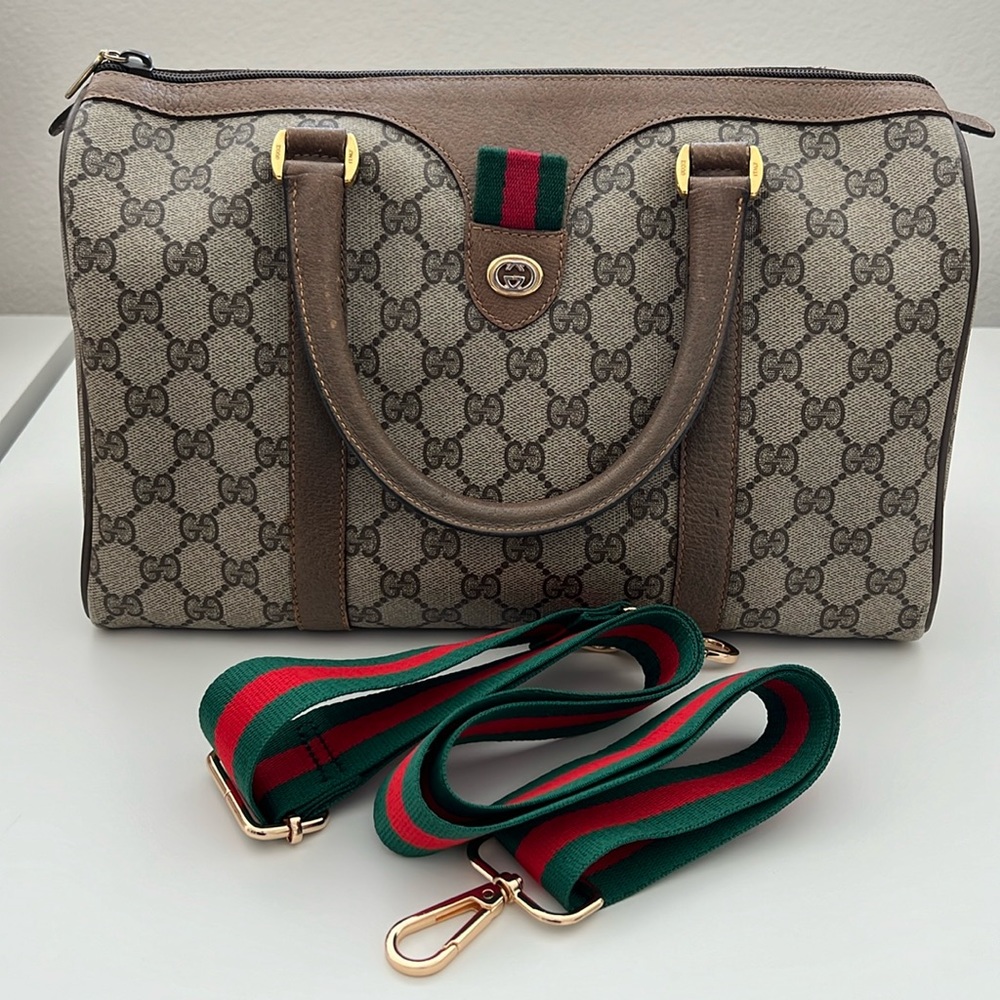 Authentic Vintage GUCCI Supreme Boston Bag, Sherry line